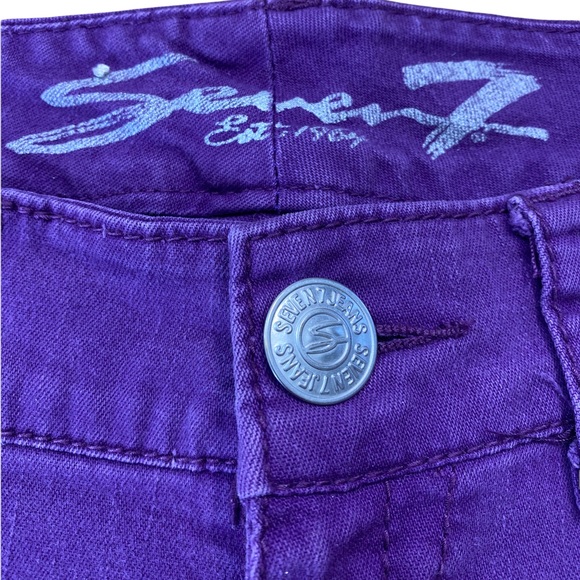 Seven7 Women's Purple Denim Distressed Cropped Stretch Capris Jeans 10 Petite - Picture 5 of 11